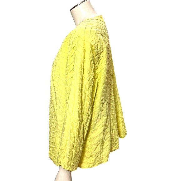 Chicos Yellow Textured Open Front Jacket Cotton Polyester Lining Lightweight 2 - Picture 2 of 11